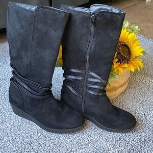 Rampage Black girl Boots with Wedge Heel